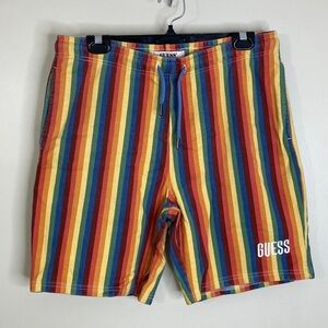 GUESS SAFFRON RAINBOW STRIPE SHORTS MEDIUM (SHORTS ONLY) 🌈 UNISEX